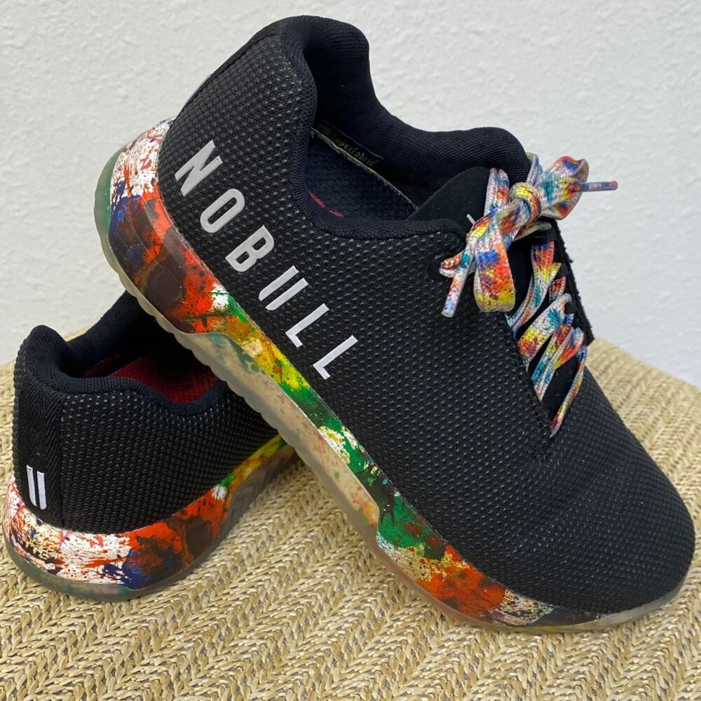 NOBULL All Pride Colab Trainer Shoes M/7.5 W/9 Black Rainbow Cross Train